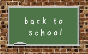 Chalkboard with words "back to school"